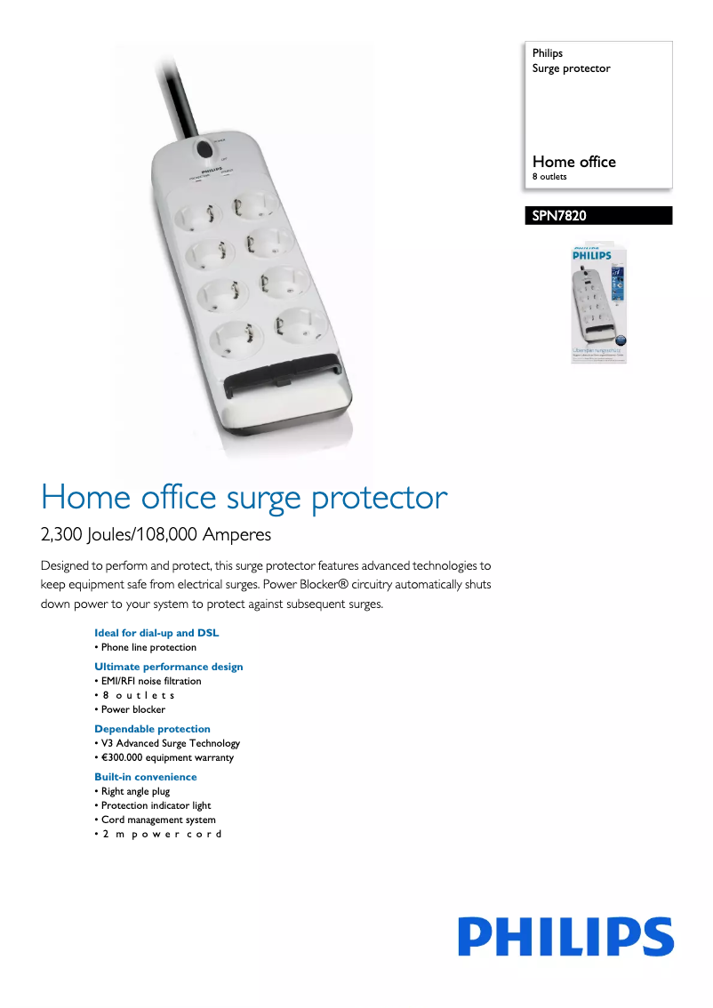 Page 1 de la notice Brochure Philips SPN7820
