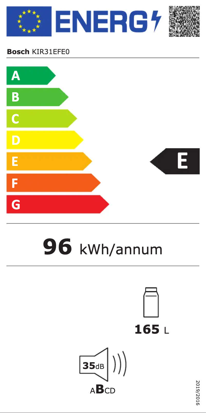 Page n°1 - Label énergétique Bosch KIR31EFE0