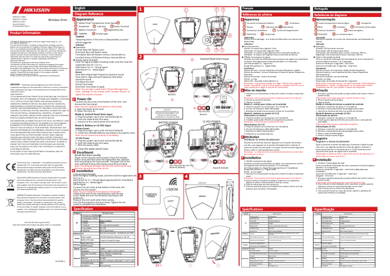 Page n°1 - Manuel utilisateur Hikvision DS-PSG-WO-868