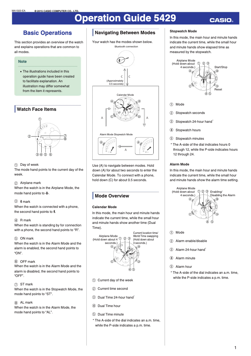 Page n°1 - Instructions / montage Casio 5429