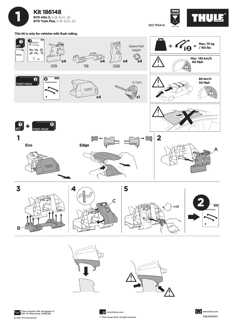 Page 1 de la notice Manuel utilisateur Thule Kit 186148