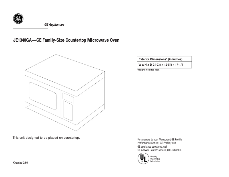 Image de la première page du manuel de l'appareil JE1340GA
