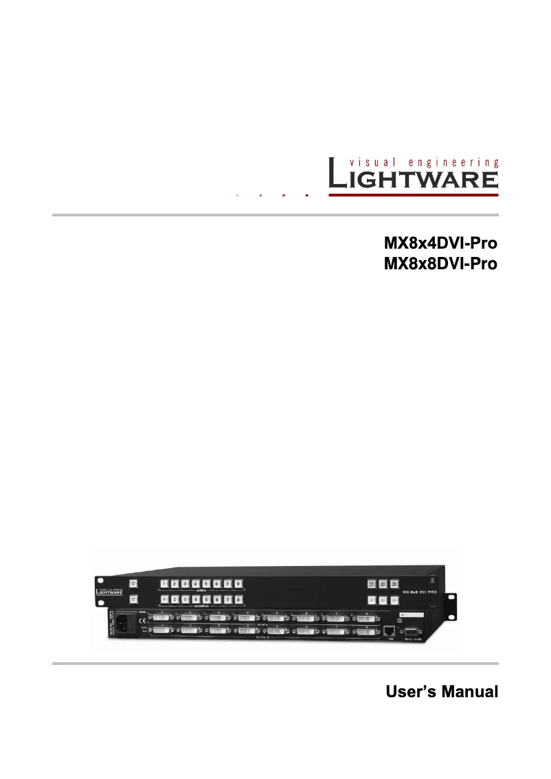 Page n°1 - Manuel utilisateur Lightware MX8x4DVI-PRO