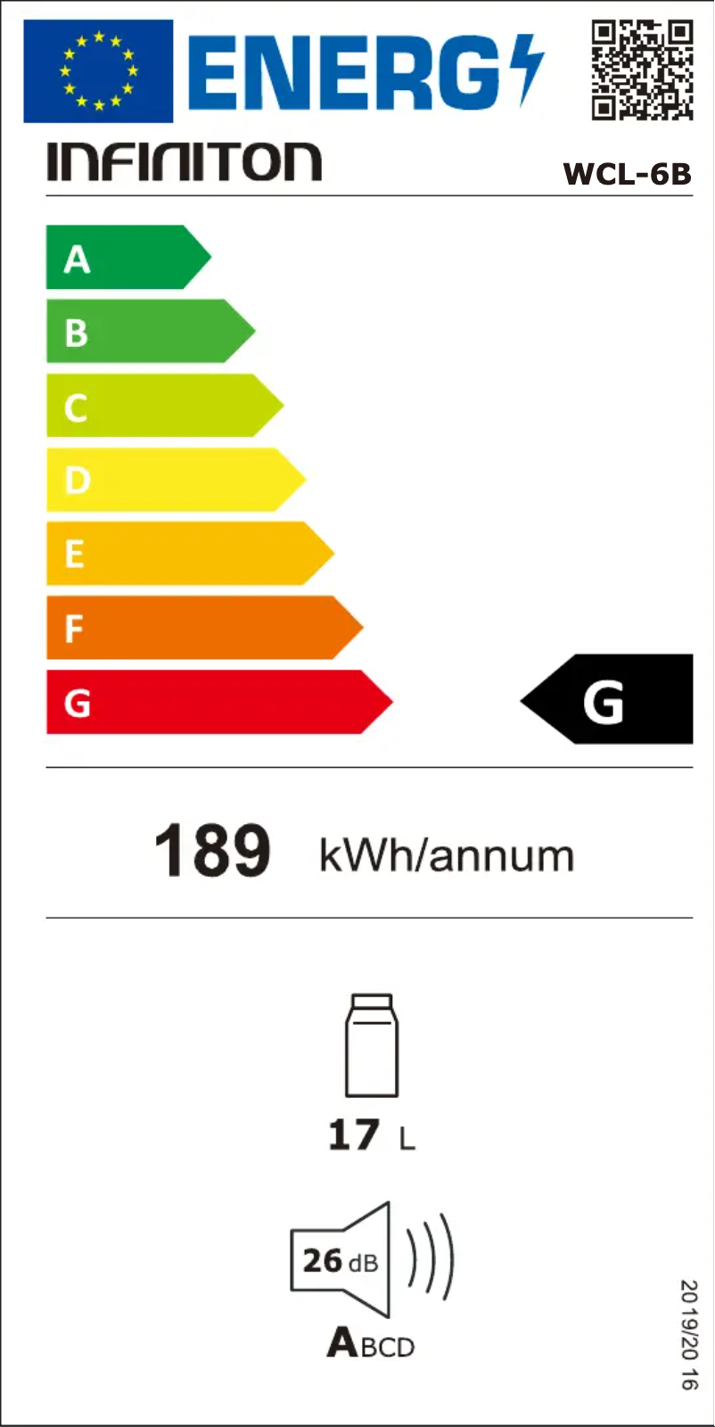 Page 1 de la notice Label énergétique Infiniton WCL-6B