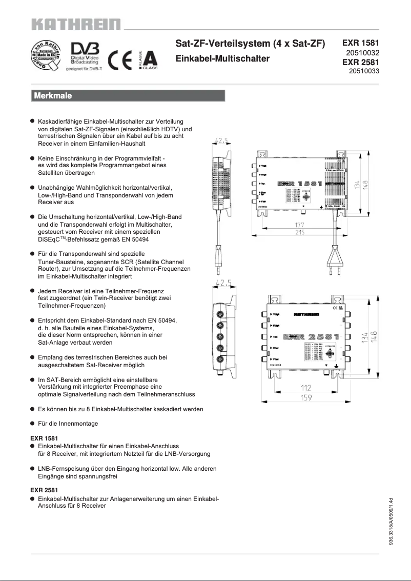 Page 1 de la notice Manuel utilisateur Kathrein EXR 1581