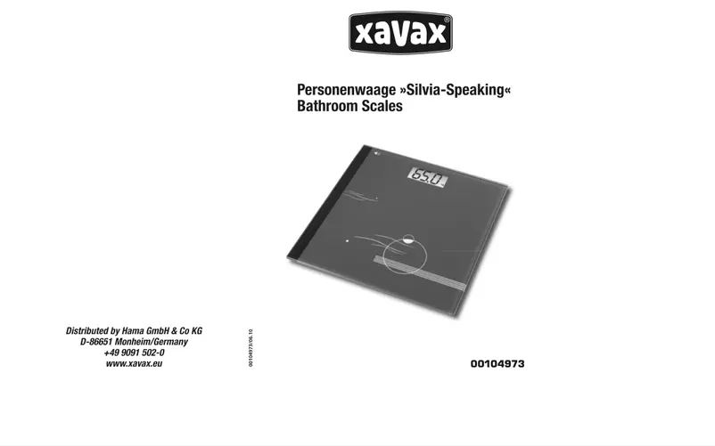 Page 1 de la notice Manuel utilisateur Xavax Silvia