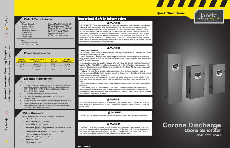 Page n°1 - Guide de démarrage rapide JANDY Ozone CD70