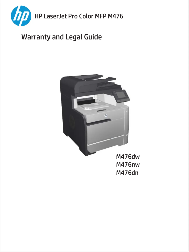 Page n°1 - Informations de garantie HP Color LaserJet Pro MFP M476