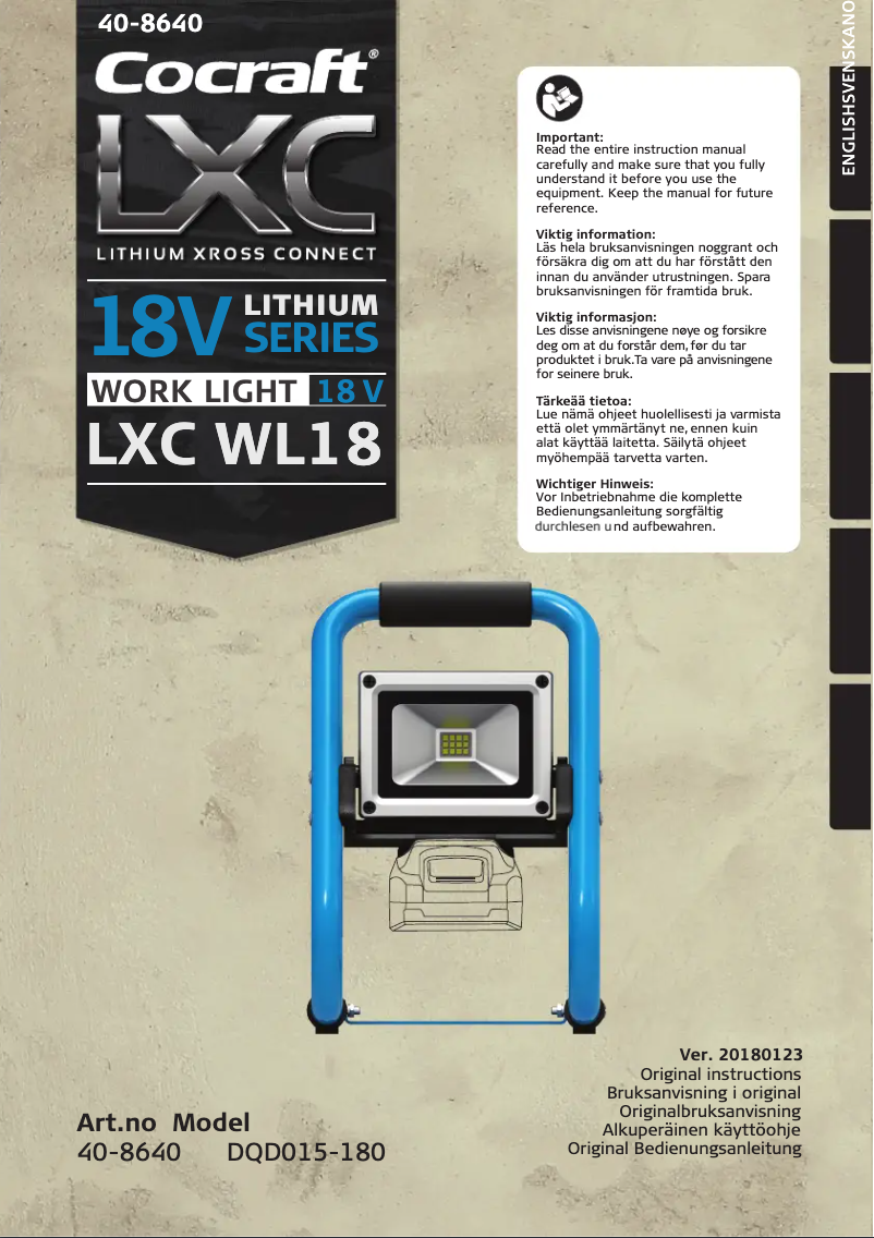 Page 1 de la notice Manuel utilisateur Cocraft LXC WL18