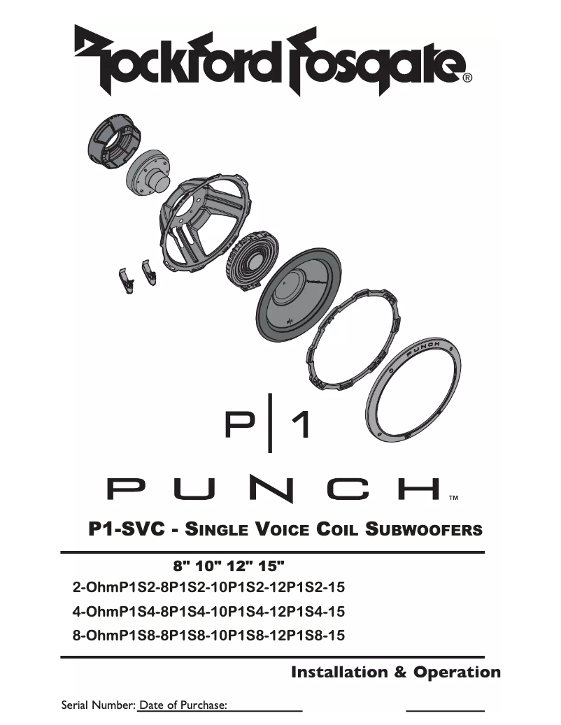 Page n°1 - Manuel utilisateur Rockford Fosgate Punch P1S2-15