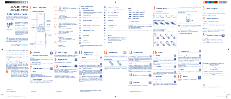 Page 1 de la notice Manuel utilisateur Alcatel One Touch 2005D