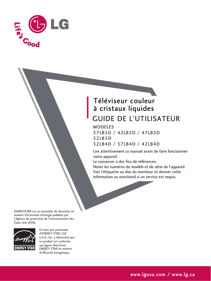 Page n°1 - Manuel utilisateur LG 42LB4D