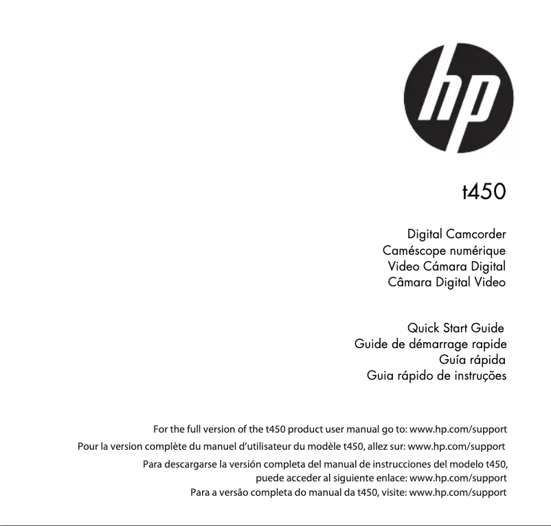 Page 1 of the manual Quick Start Guide HP T450