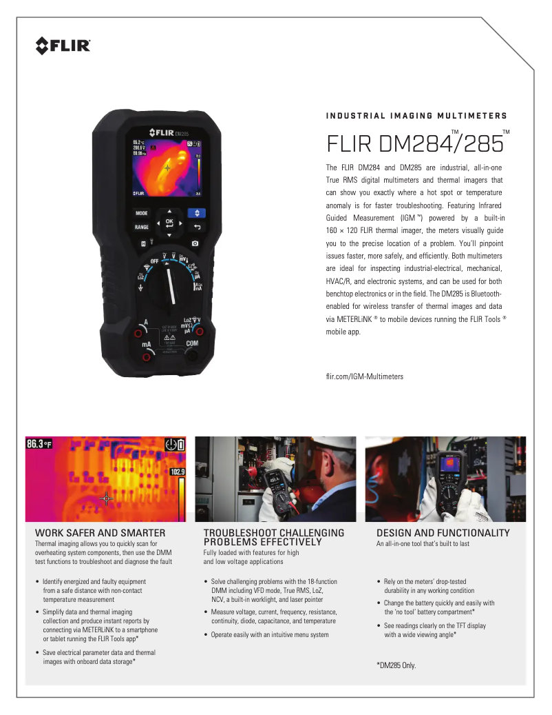 Page 1 de la notice Fiche technique FLIR DM285