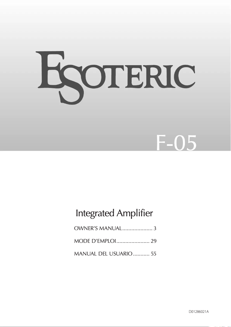 Page 1 de la notice Manuel utilisateur Esoteric F-05