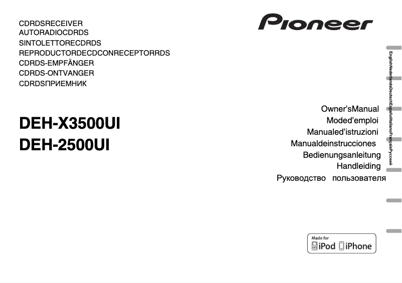Page n°1 - Manuel utilisateur Pioneer DEH-X3500UI