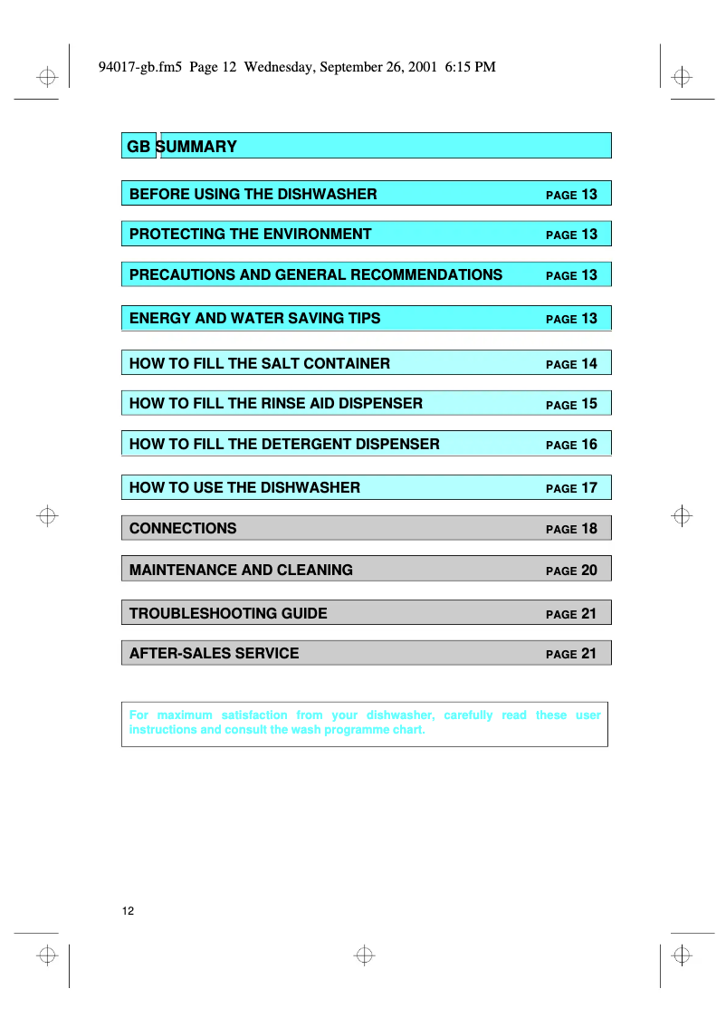 Page 1 de la notice Manuel utilisateur Bauknecht GSI 4633 WS