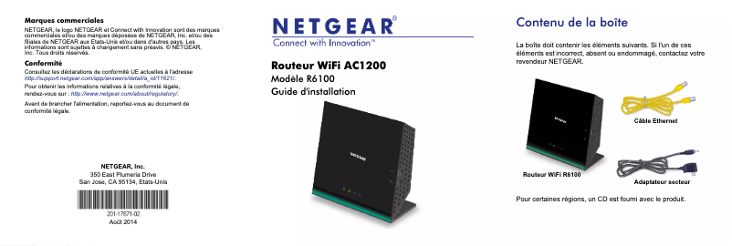 Page 1 de la notice Guide d'installation Netgear R6100-100PES