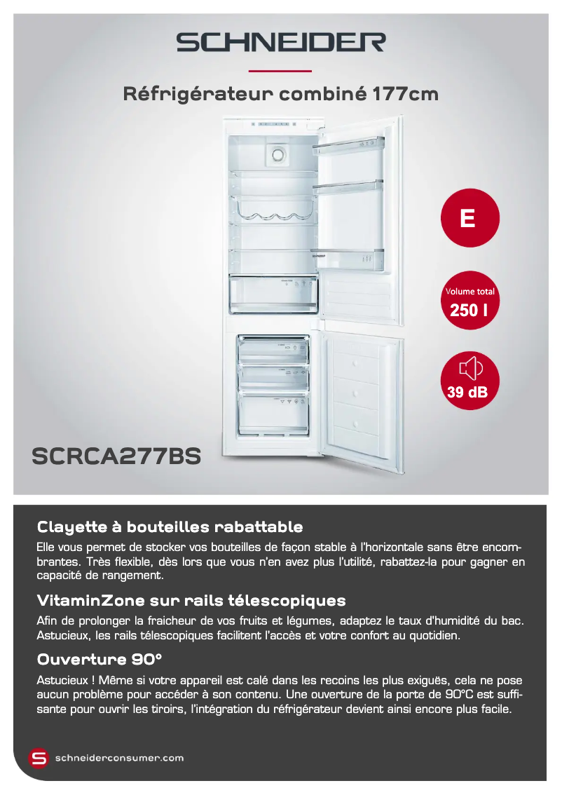 Page 1 de la notice Fiche technique Schneider SCRCA277BS
