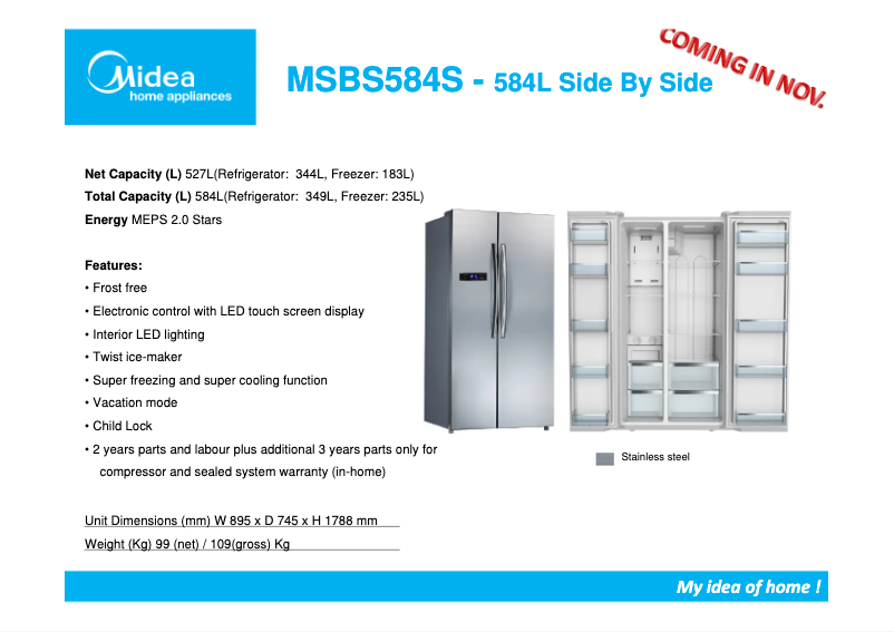 Page n°1 - Fiche technique Midea MSBS584S