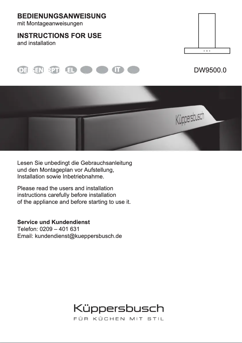 Image de la première page du manuel de l'appareil DW9500.0S