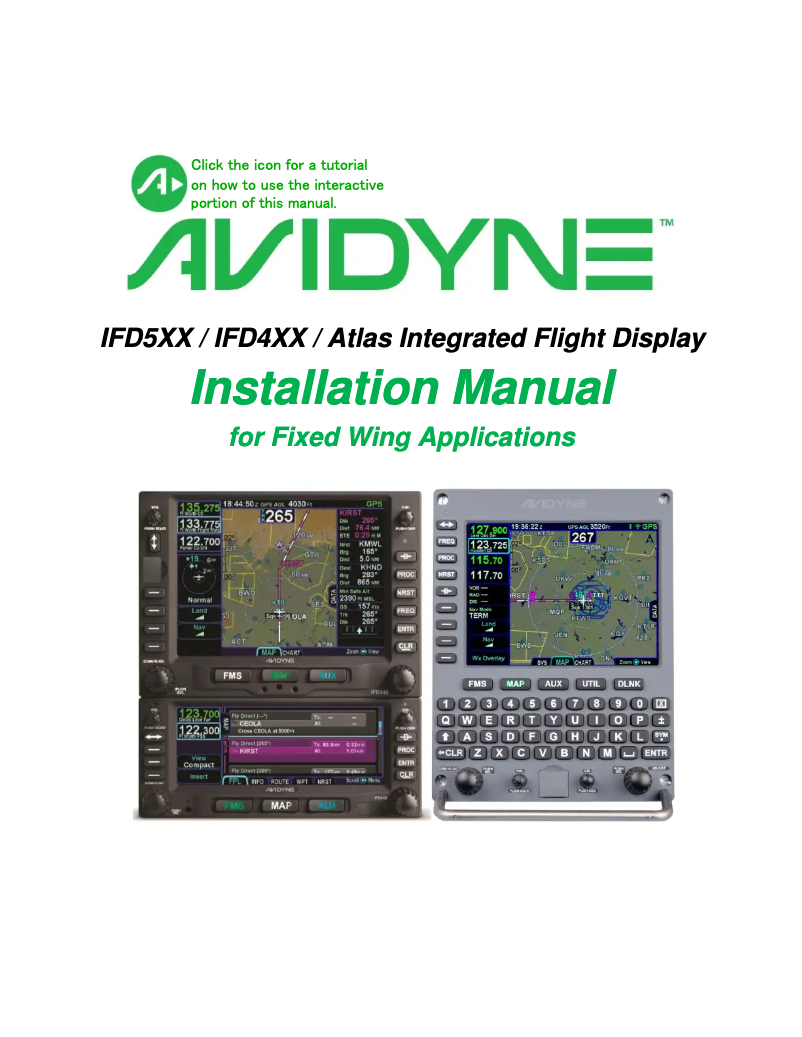 Page n°1 - Manuel utilisateur Avidyne IFD540