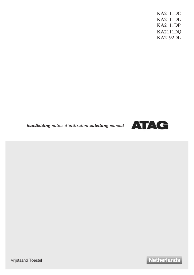 Page 1 de la notice Manuel utilisateur Atag KA2192DL