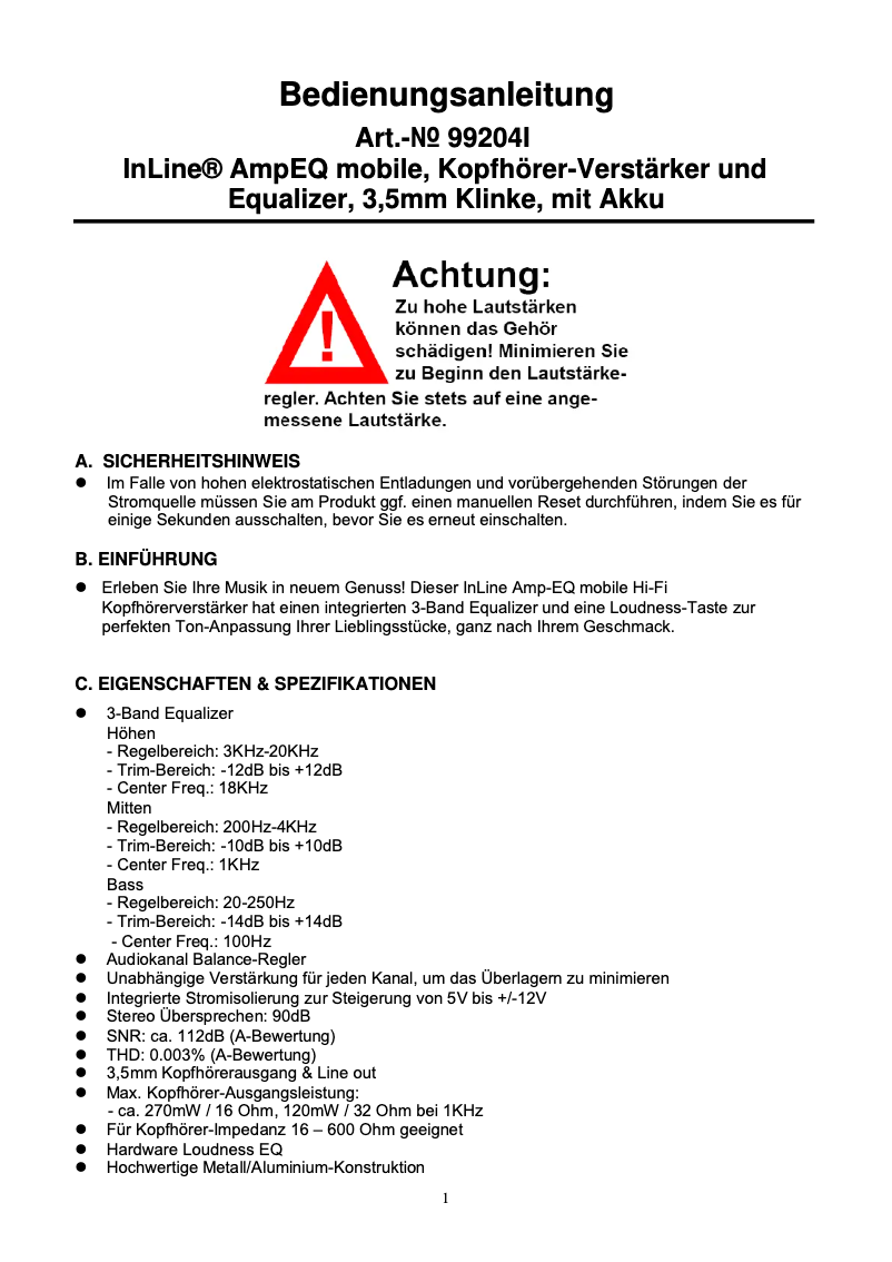 Image de la première page du manuel de l'appareil AmpEQ