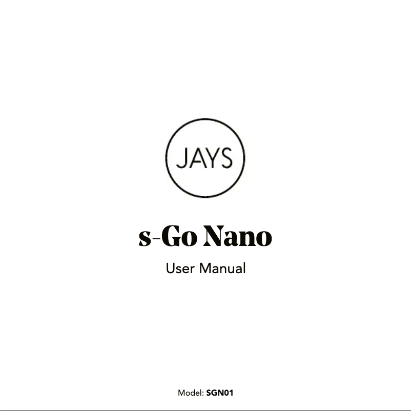 Page n°1 - Manuel utilisateur JAYS s-Go Nano