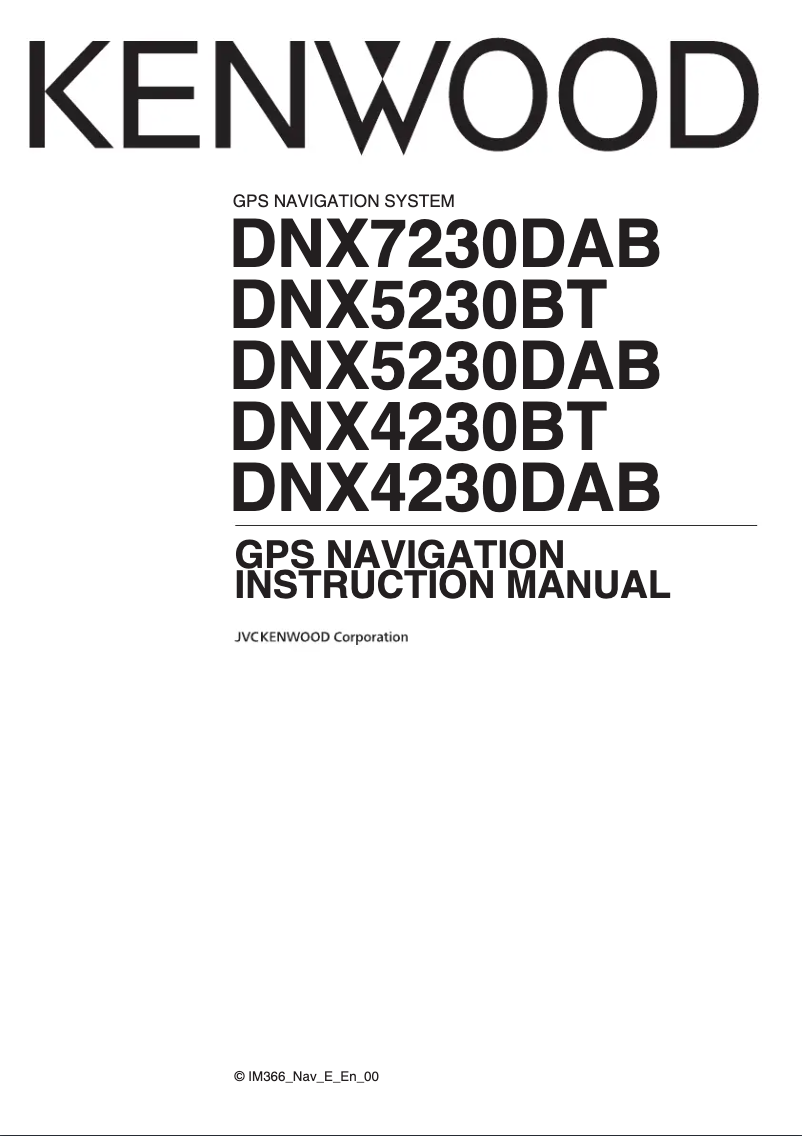Page n°1 - Manuel utilisateur Kenwood DNX7230DAB