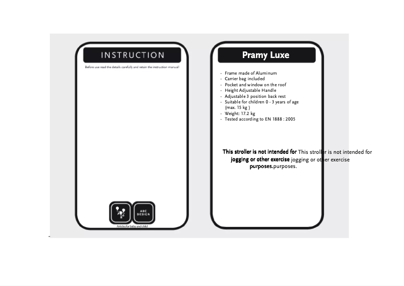 Image de la première page du manuel de l'appareil Pramy Luxe