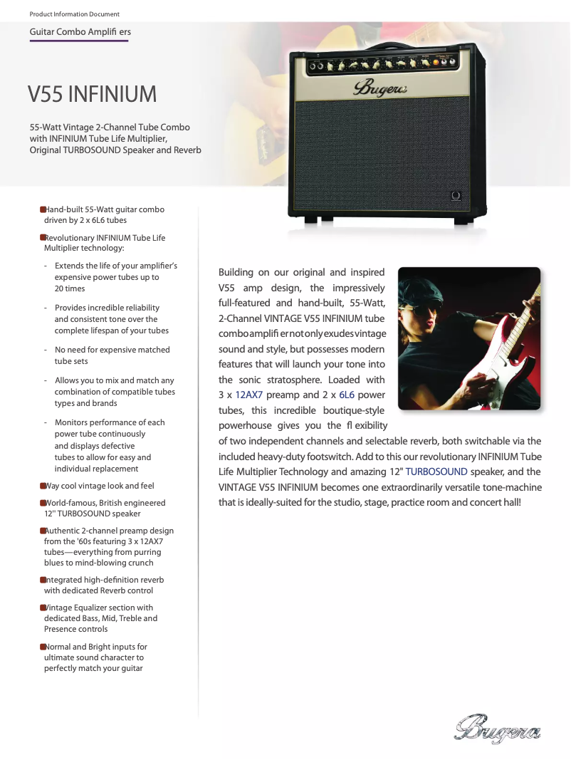 Página 1 del manual Ficha técnica Bugera V55 Infinium