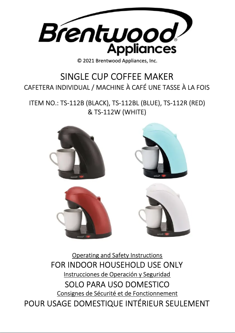 Page 1 de la notice Manuel utilisateur Brentwood TS-112W
