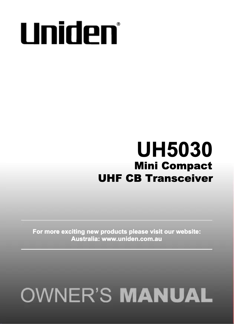 Image de la première page du manuel de l'appareil UH5030