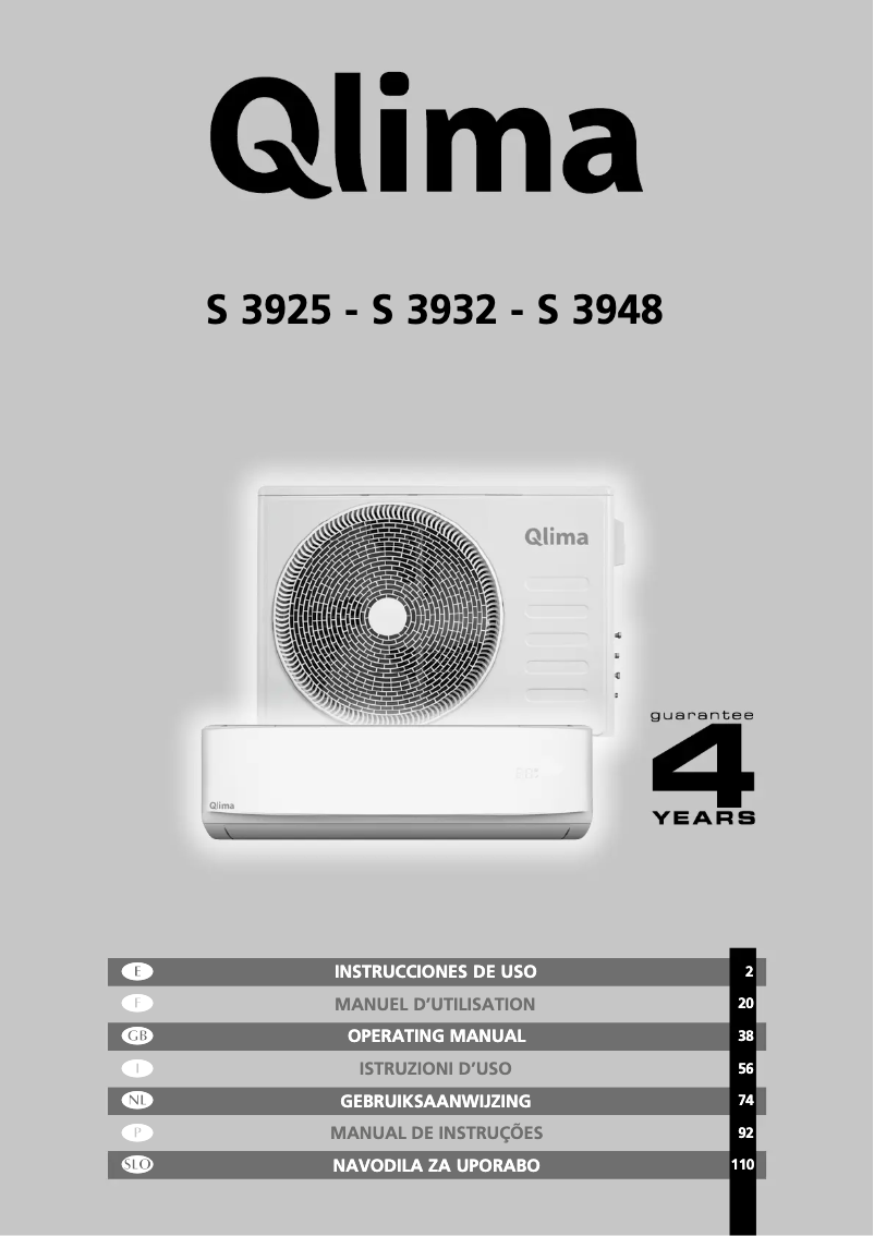 Page 1 de la notice Manuel utilisateur Qlima S3932