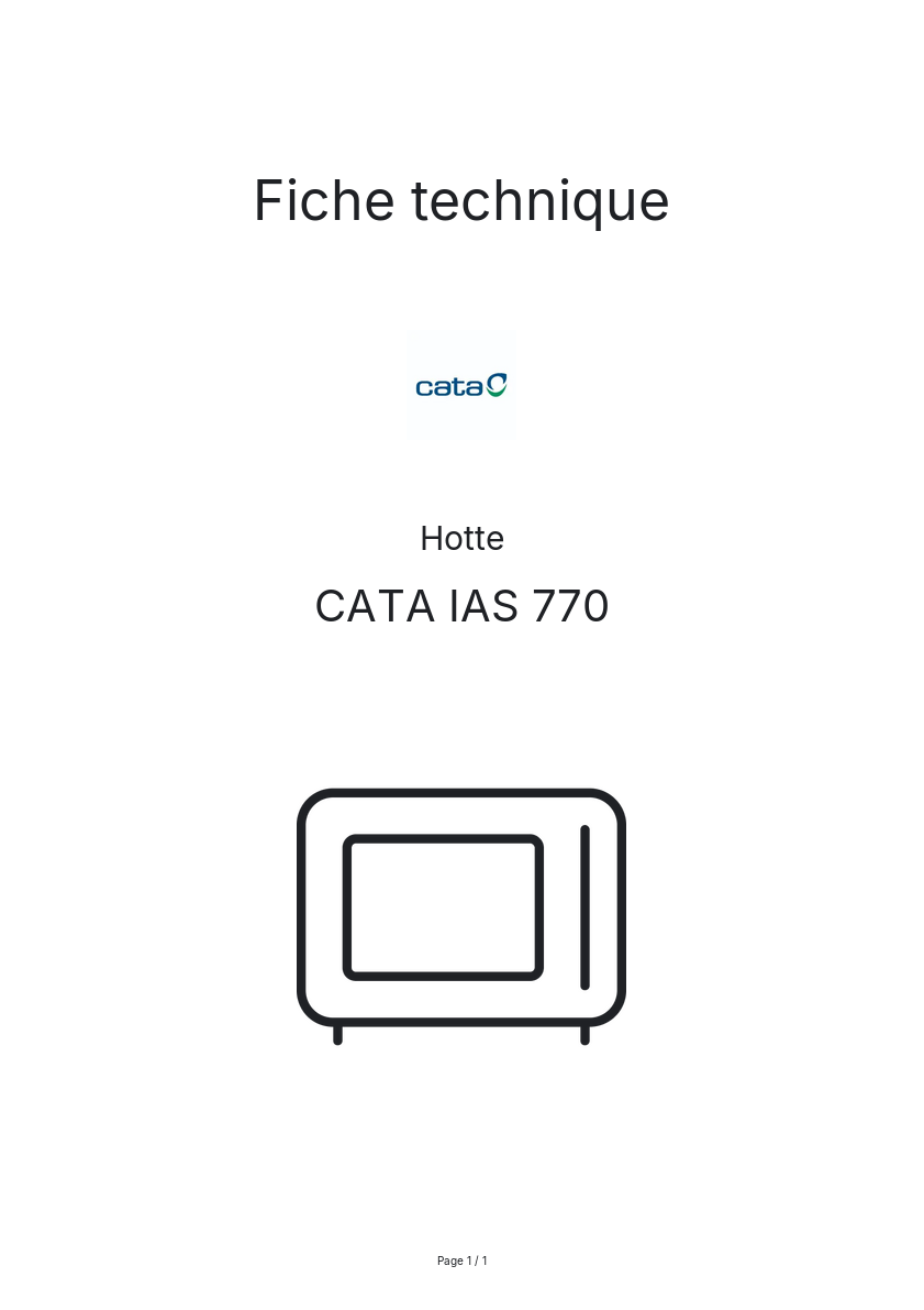Page n°1 - Fiche technique CATA IAS 770