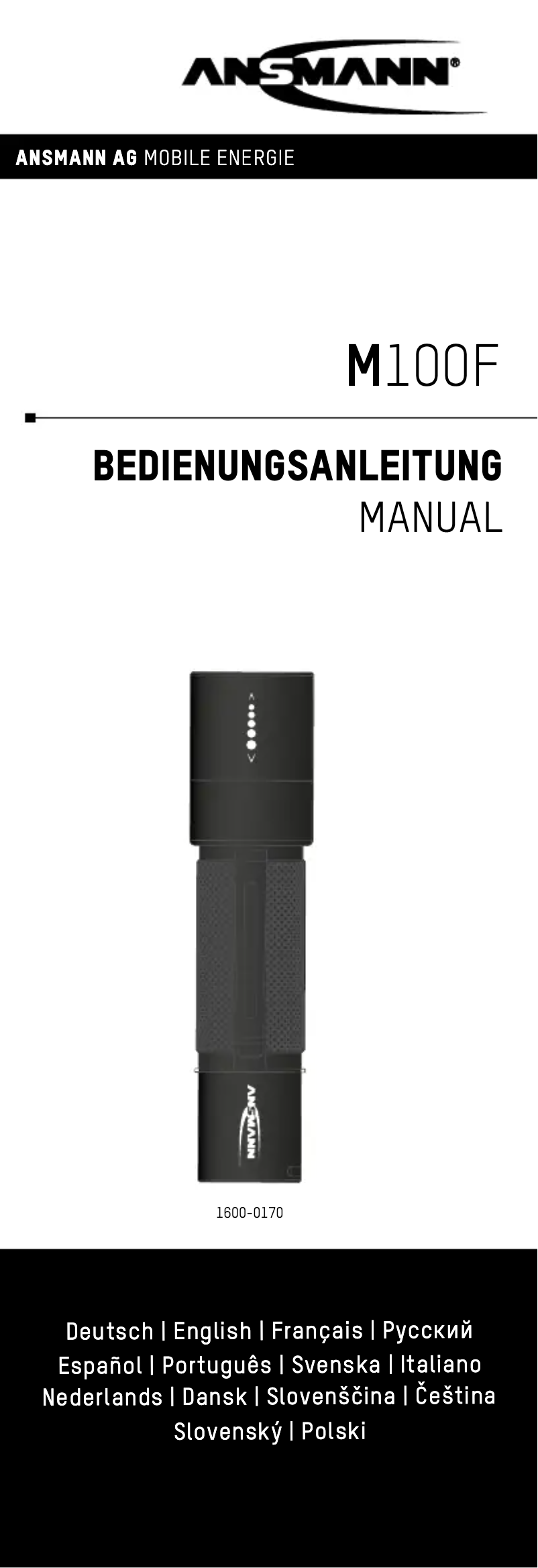 Page 1 de la notice Manuel utilisateur Ansmann M100F