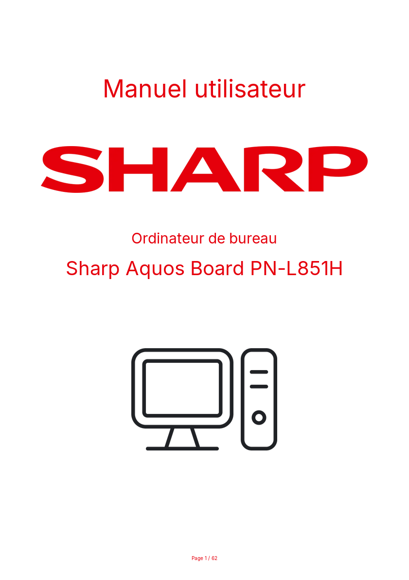 Page n°1 - Manuel utilisateur Sharp Aquos Board PN-L851H