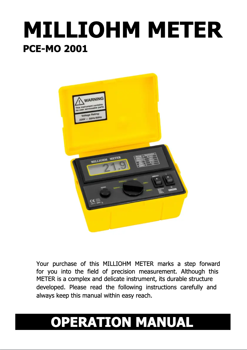 Page n°1 - Manuel utilisateur PCE Instruments PCE-MO 2001