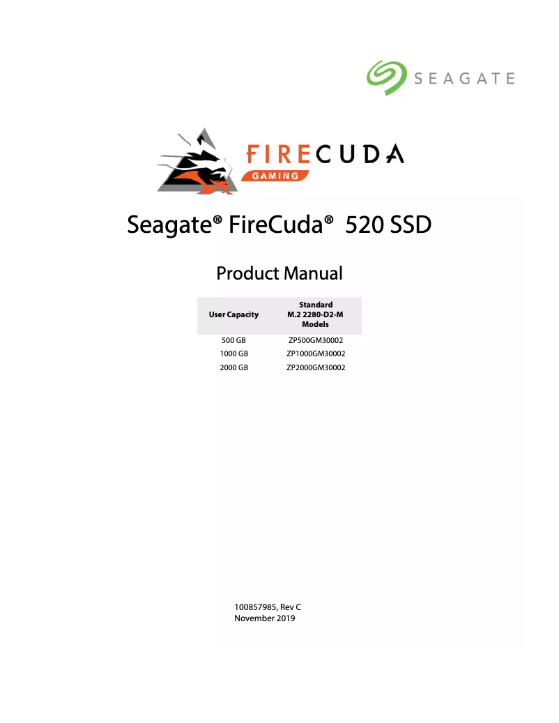 Page n°1 - Manuel utilisateur Seagate FireCuda