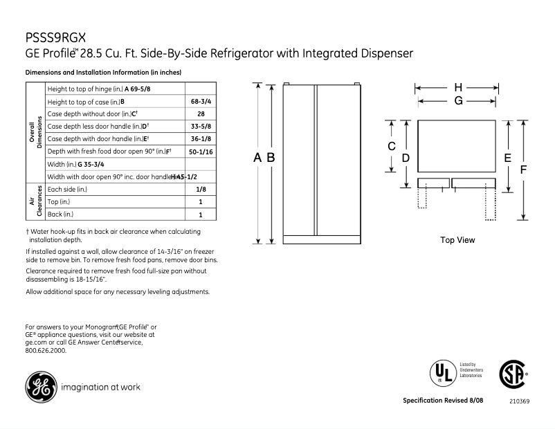 Image de la première page du manuel de l'appareil Profile PSSS9RGXSS