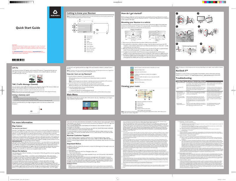 Página 1 del manual Guía de inicio rápido Navman EZY460MT