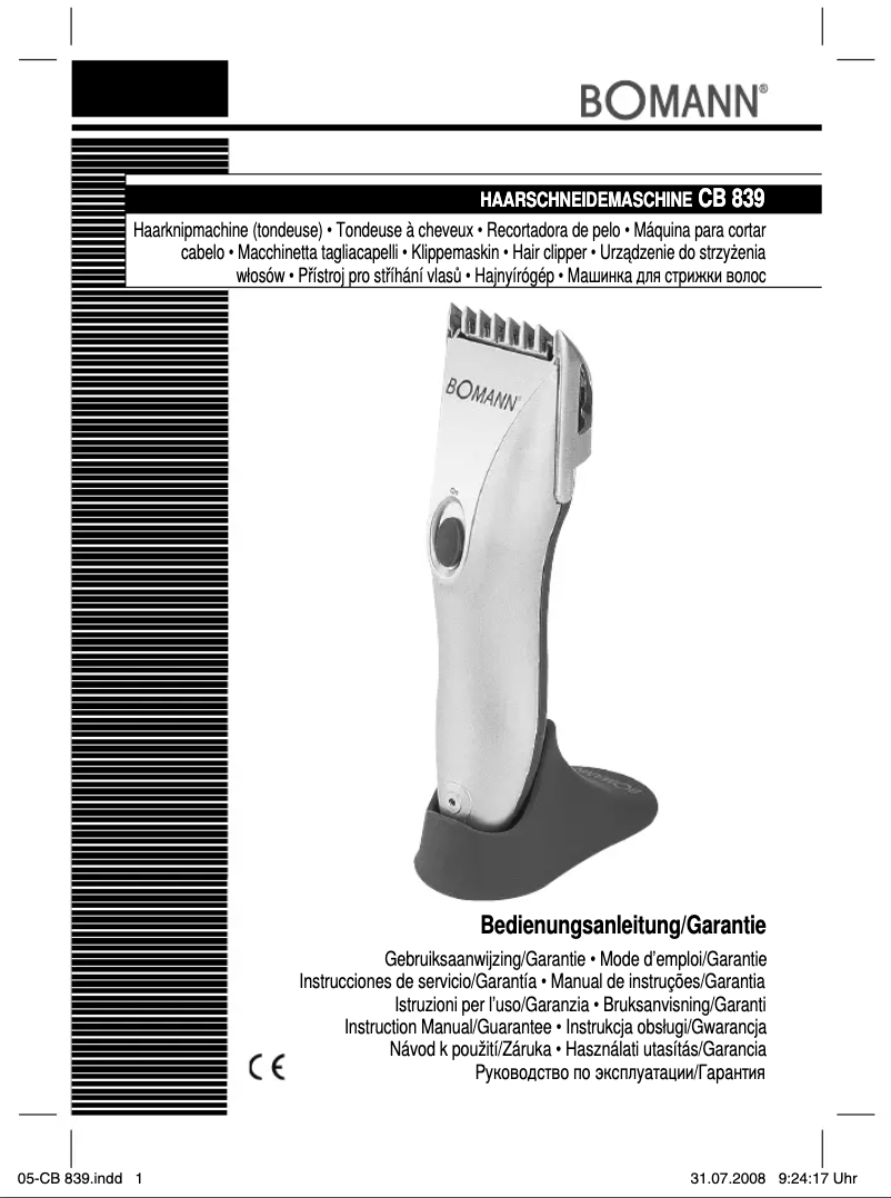 Page 1 de la notice Manuel utilisateur Bomann CB 839