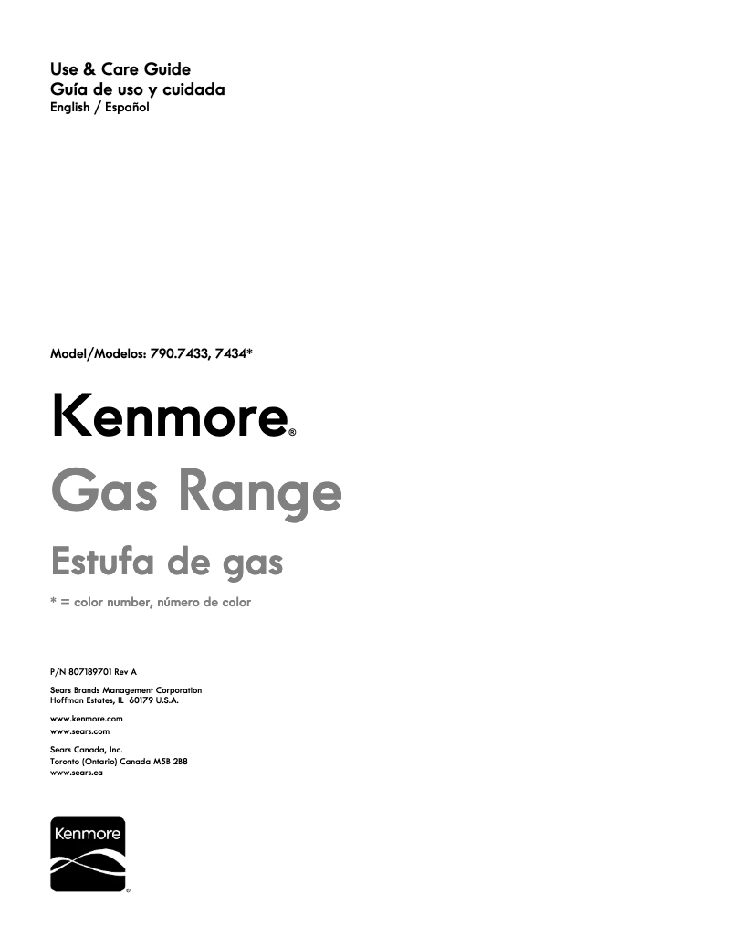 Page n°1 - Manuel utilisateur Kenmore 790.74334