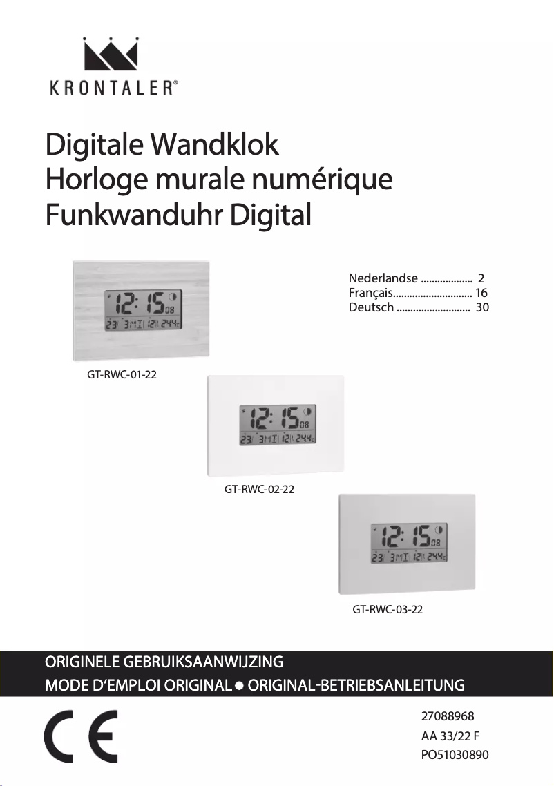 Page n°1 - Manuel utilisateur Krontaler GT-RWC-03