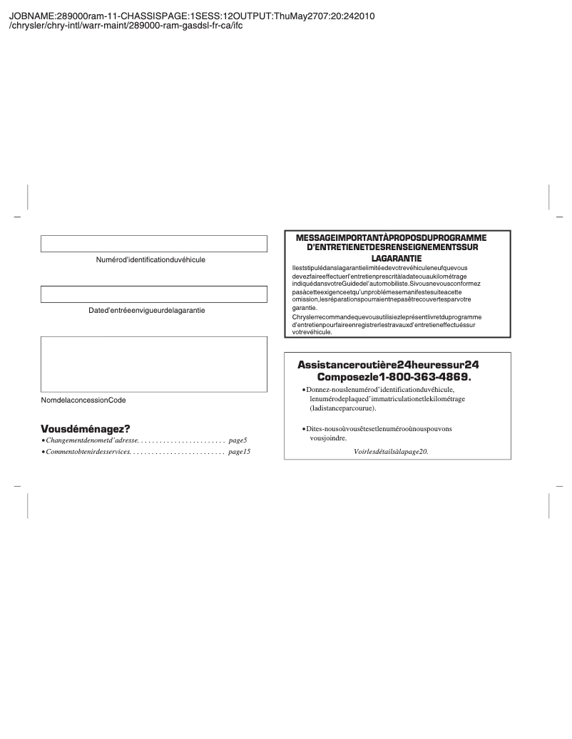 Página 1 del manual Manual de usuario Dodge Ram 1500 (2011)