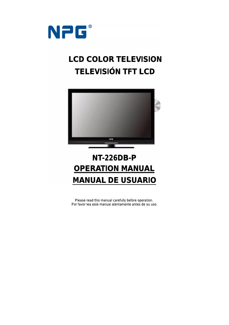 Image de la première page du manuel de l'appareil 30E37TVNT226DVB