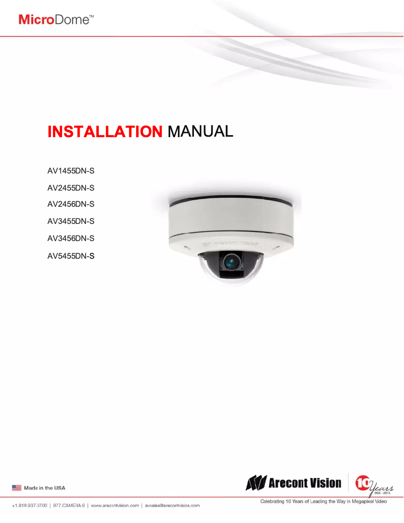 Page 1 de la notice Manuel utilisateur Arecont Vision AV1455DN-S