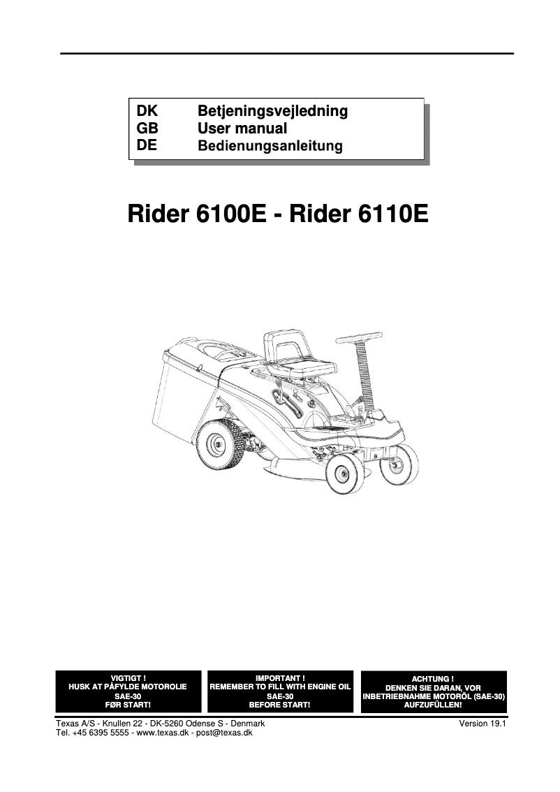 Image de la première page du manuel de l'appareil Rider 6110E