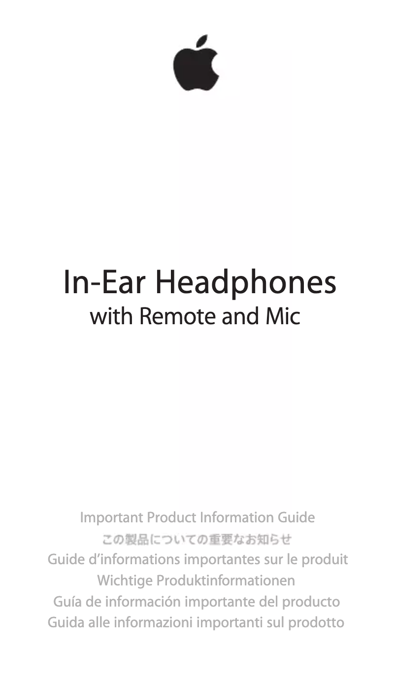 Imagen de la primera página del manual del dispositivo In-Ear Headphones
